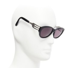 rare JEAN PAUL GAULTIER Vintage 56-3 silver fork temple black acetate sunglasses