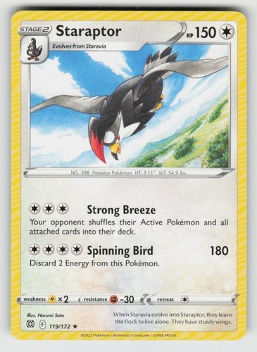 Staraptor 119/172 Rare Brilliant Stars Near Mint