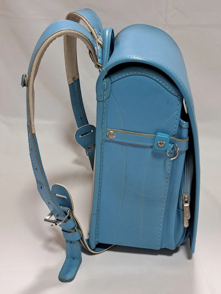 Bolso Mochila Escolar KIDS AMI Japonés Randoseru Cuero Azul Claro Hecho en Japón Foto 4 de 4