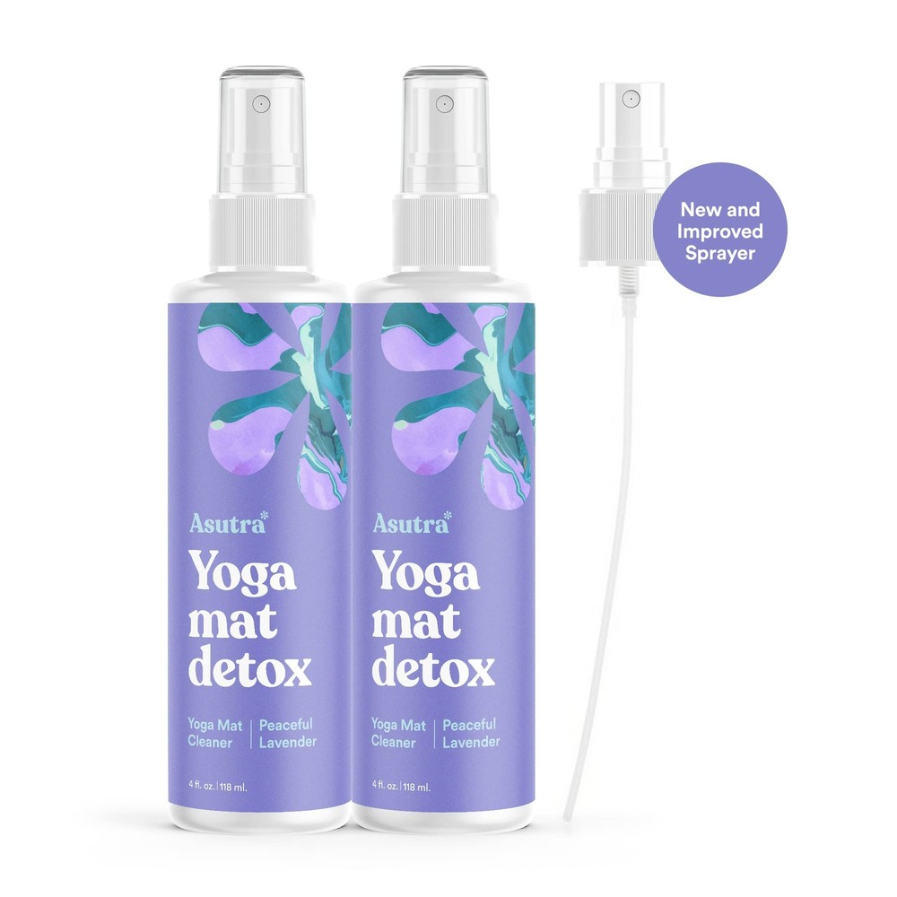Lavender Yoga Mat Cleaner Spray Bundle - 4 fl oz Twin Pack - No Streaks Formula Lavender Yoga Mat Cleaner Spray Bundle - 4 fl oz Twin Pack - No Streaks Formula