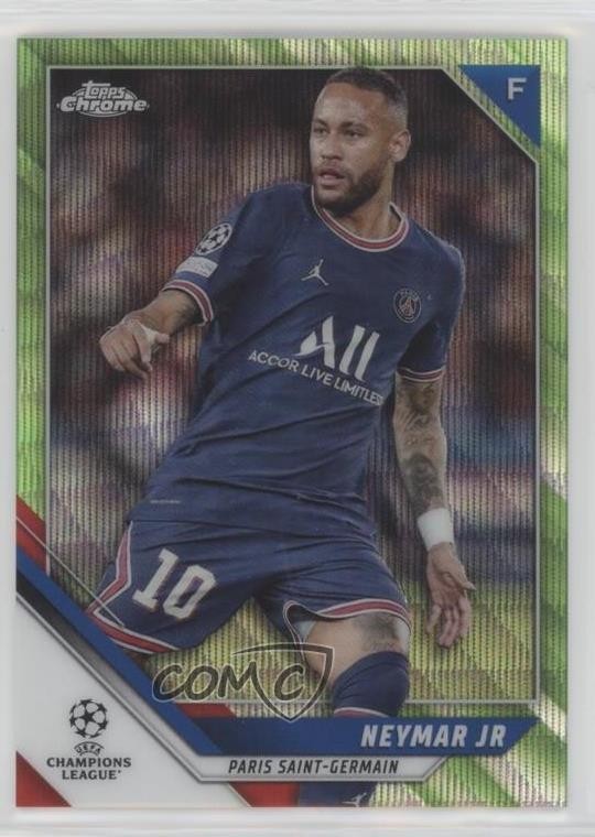 2021-22 Topps Chrome UCL Neon Green Wave Refractor 82/99 Neymar Jr #50 2oz