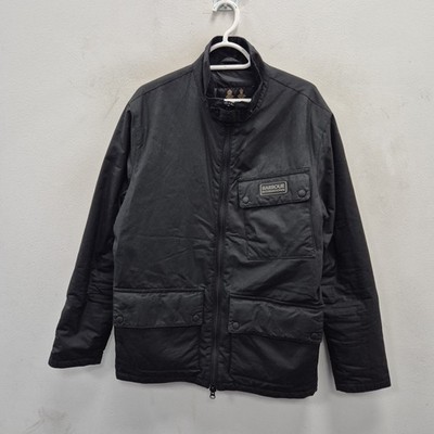 Barbour Crescent Wachs wasserdicht schwarz Biker Motorrad Regen Jacke Mantel Medium