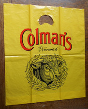 VINTAGE -  COLEMAN'S OF NORWICH / MUSTARD  - PLASTIC CARRIER BAG  -