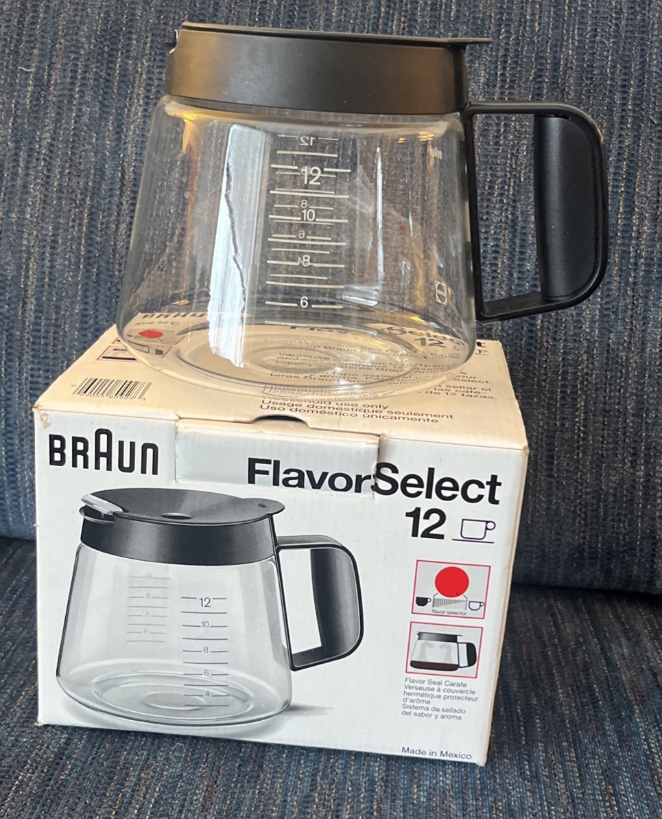 Braun Flavor Select 12 Cup Replacement Carafe KFK12C Glass Coffee Pot Used READ