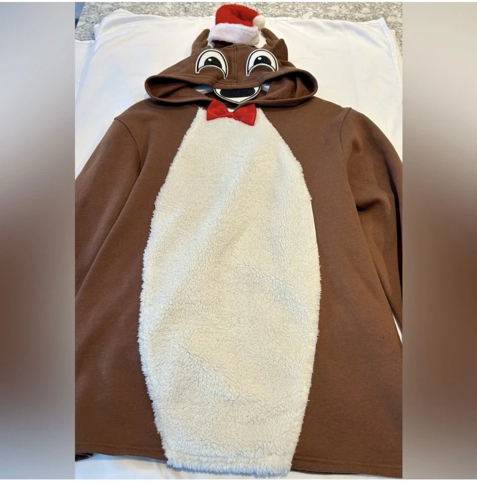 Sudadera con Capucha American Rag Reno Para Hombre - Cuernos, Ojos, Orejas, Sombrero de Santa, Cola, Talla L Foto 3 de 4