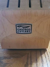 Chicago Cutlery 14 Slot Knife Block Solid Oak Wood Wooden Storage No Knives EUC