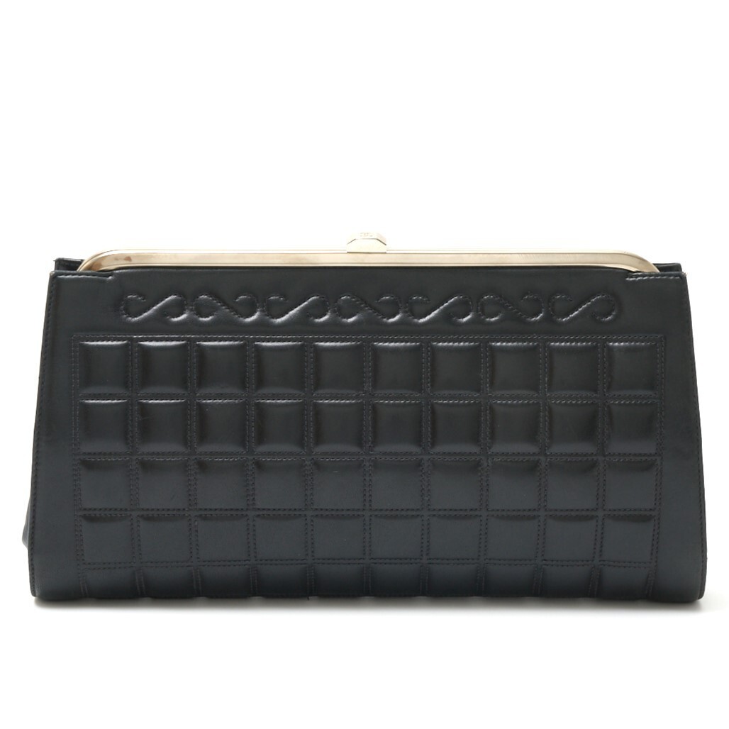 CHANEL Chocolate Bar Clutch Bag No. 6 Second BAG Lambskin Black x Silver Hardwar