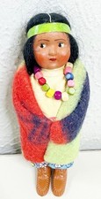VTG Skookum 7" Art Native American Multicolor Wool Good Indian Doll GUC