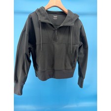 Old Navy Active Dynamic Fleece Half Zip Hoodie Dark Green Cropped Pullover M