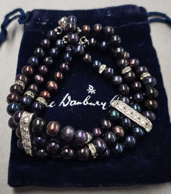 Danbury Mint Midnight Spell Deluxe Black Pearl Bracelet 7.5''