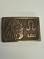 Leo Zodiac Sign Solid Brass UB Ultimate Buckle Co. Vintage Belt Buckle
