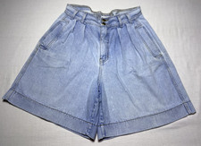 Vintage Womens Ladies FORENZA Pleated Blue Jean Shorts Size 12 Denim 100 Cotton