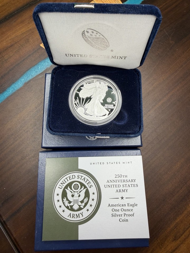 2025-W Army Privy American Silver Eagle $1 ASE OGP and COA - 250th ...