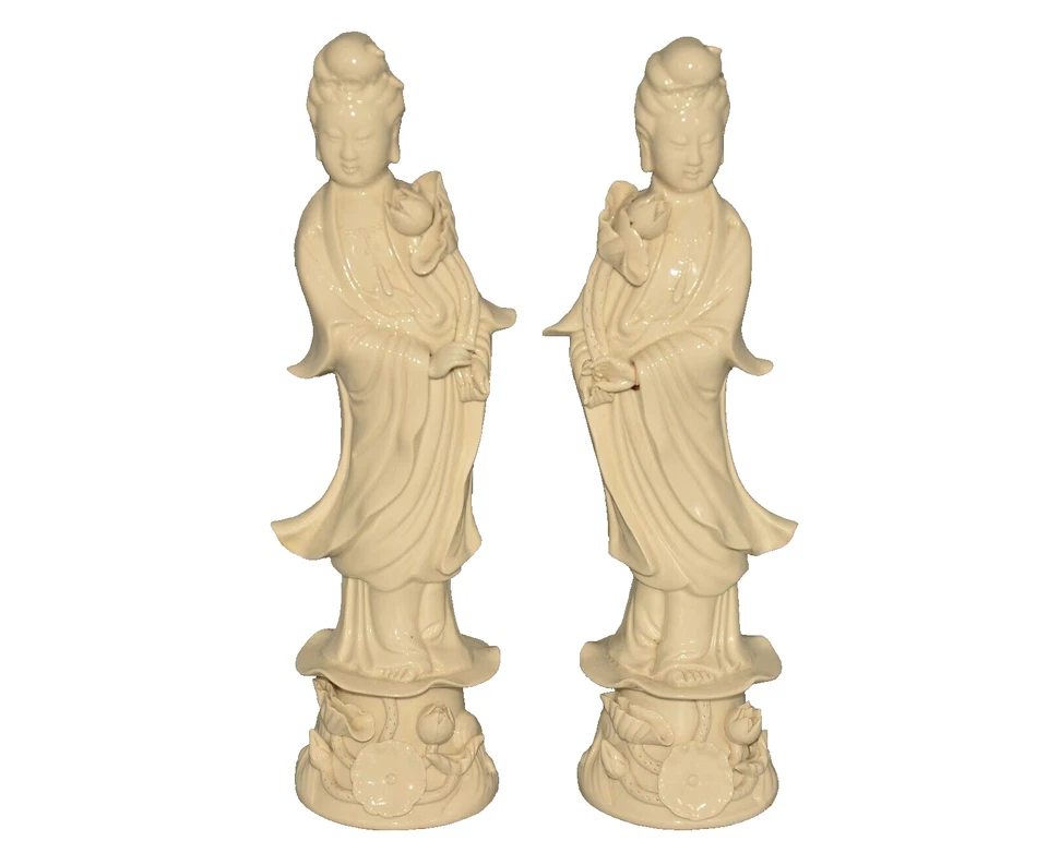 Estátuas antigas de porcelana chinesas Guanyin KwanYin Blanc DeChine - Imagem 2 de 4