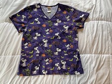 4 Scrub Tops Size Medium Halloween Theme