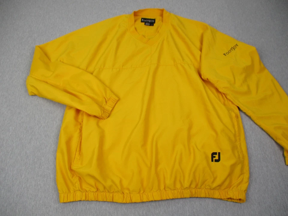 Footjoy Jacket Men's Large FJ Golf Windbreaker Yellow Classic Golfer VINTAGE - Image 2 of 4