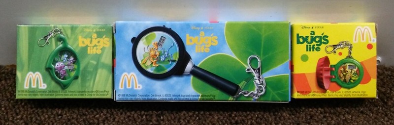 Vintage A Bug's Life Clip-Tock McDonalds Disney Pixar 1998 Set of 3 Watches NIB