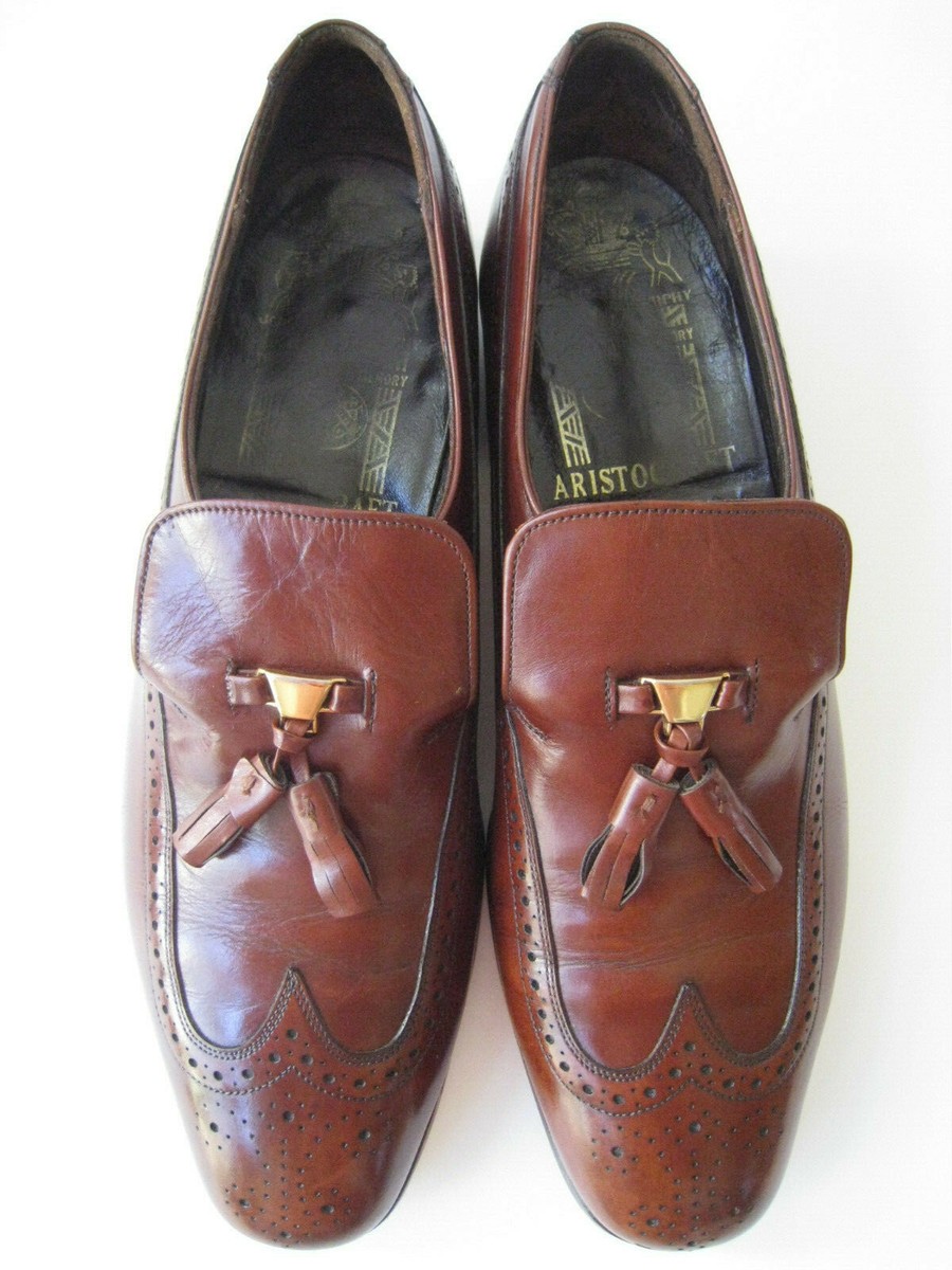 JOHNSTON & MURPHY ARISTOCRAFT BROWN LEATHER TASSEL LOAFERS  display picture 2