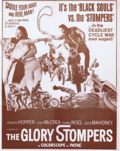 IMPRESSION D'AFFICHE THE GLORY STOMPERS - Film de motard des années 60 Dennis Hopper - Photo 1 sur 1