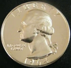 1964 Washington 90% Silver Quarter Proof from US Mint proof set