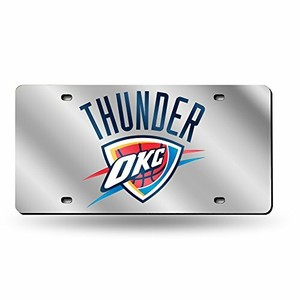 NBA Rico Industries Laser Cut Inlaid Standard Chrome License Plate Frame Oklahoma City Thunder
