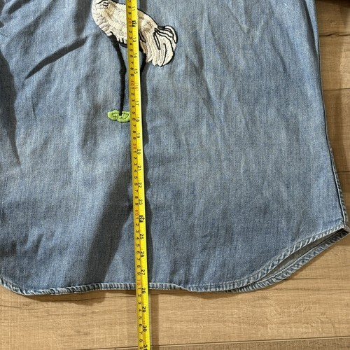 Vintage 1970s JCPenny Big Mac Button Up Women's Floral Embroidered Animals Denim - Picture 13 of 17
