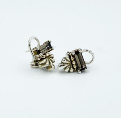 Petite LAGOS Caviar 18k, 14k & Sterling Smoky Quartz Earrings