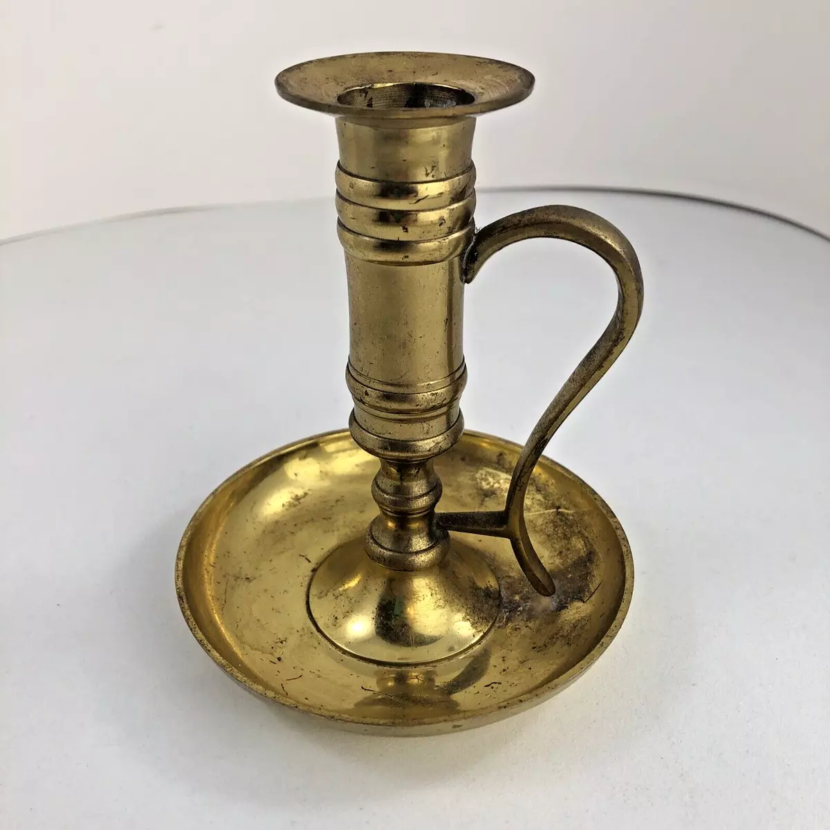 Vintage Solid Brass Chamber Stick Candle Holder with handle made in India