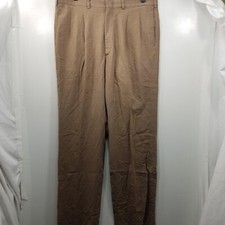 Farah Clothing Co. Men's Straight Leg Dress Pants Brown Pleated Front Size 36/34