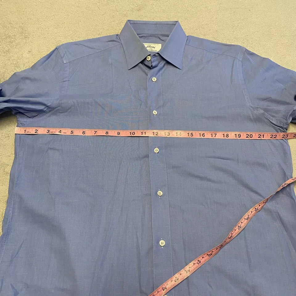 Brioni Shirt Mens 15 Blue Italy Cotton Dress Shirt Neiman Marcus Flaw Read - Image 4 of 4