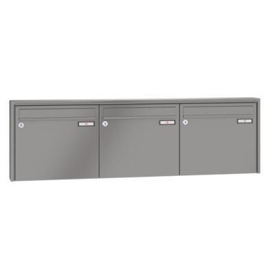 RENZ Quadra 3er Aufputz-Briefkasten Wand-Postkasten RAL 9007-Farbe Volumen 12 L