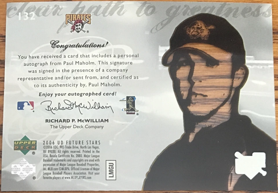 2006 Upper Deck Future Stars Rookie Autograph Paul Maholm #132 - Image 2 of 2