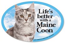 Life's better with a Maine Coon (Cat) 6" x 4" Oval Cat Magnet Made in the USA
