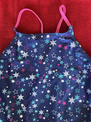 NWT Speedo Girl's Silicone Gripper Stars Pattern Blue One Piece Swimsuit XL (16) - Picture 3 of 10