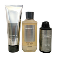 3 pc Bath  Body Works Men's Set Body Cream Body wash Deodorizing Spray Graphite