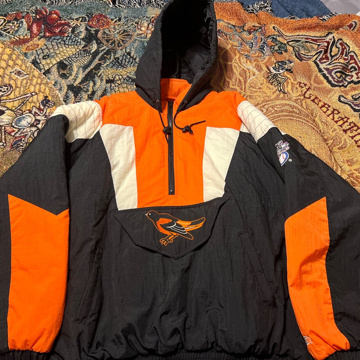 Vintage Baltimore Orioles Starter Jacket Pullover Men's XL Hood