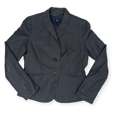 J. Crew Size 6 Wool Gray Striped Super 120 s 2 Button Blazer