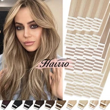 Tape In 100% Real Remy Human Hair Extensions Double Drawn Blonde Thick 10-40PCS