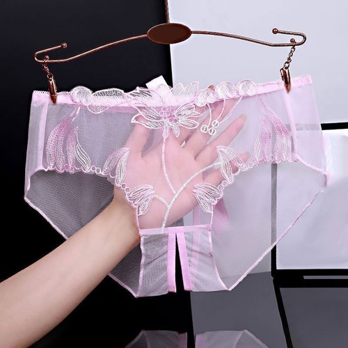 Floral Lace Open Crotch Briefs Sexy Lingerie for Women's Intimate Wear - Picture 9 of 24