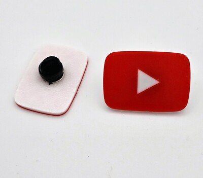 Youtube Logo 3D Print Pin Badge Gift Streamer Gamer Youtuber Stan Fan UK Made