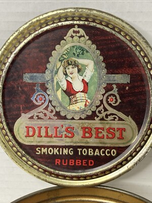 VINTAGE DILL'S BEST SMOKING TOBACCO RUBBED TIN CAN J G DILL CO RICHMOND VA