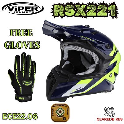 Motocross Helm + Handschuhe MX Enduro Off Road Quad Dirt Bike Road Erwachsene RSX221