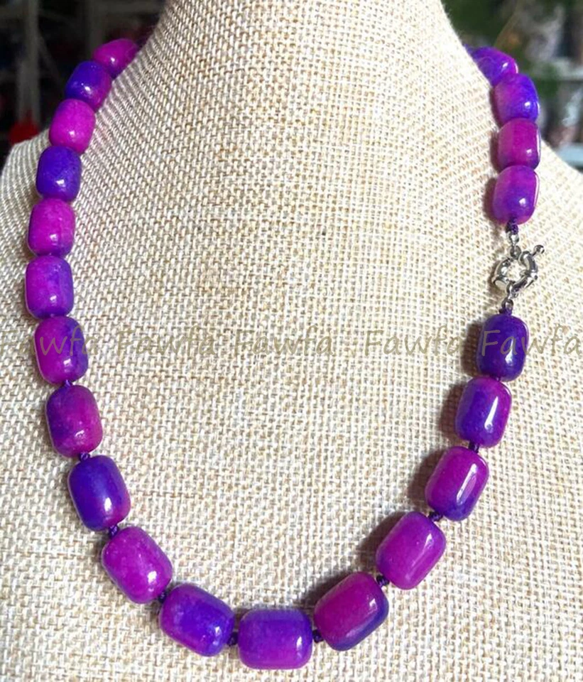 Collar de cuentas cilíndricas de piedras preciosas de barril de sugilita púrpura natural de 10x14 mm 14-36' Foto 2 de 4