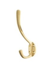 Satin Brass hat and coat hook - with fixings