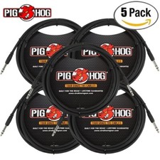 5-PACK Pig Hog PTRS15 15FT 1/4" TRS To Same Balanced Audio Cable