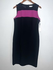 Calvin Klein NEW Sleeveless Colorblock Sheath Dress Black Pink Work Career Sz 12