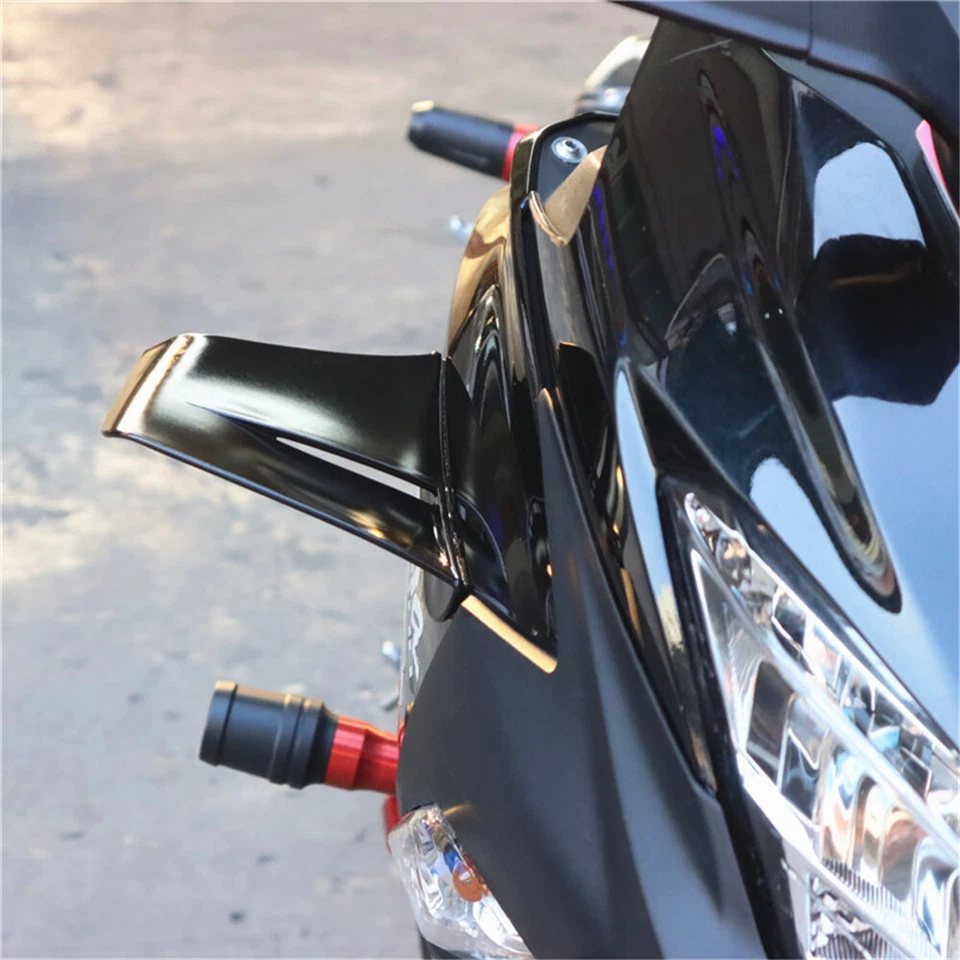 Motorcycle Winglets Air Deflector Wing Kit Spoiler Decoration Glossy Black 1Pair - Image 4 of 4