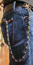 Black/Silver Wallet Chain Stainless Steel Biker Chain Punk Harley Heavy Duty 18"