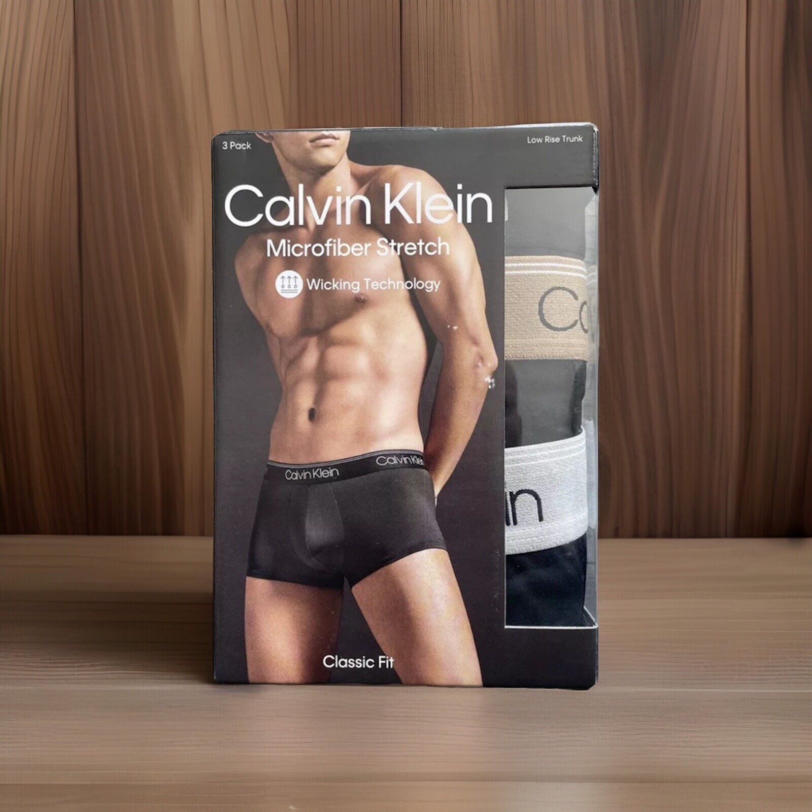 Calvin Klein Trunks Mens XL Black Microfiber Stretch Wicking Underwear