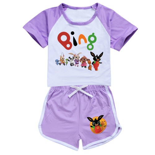 Mädchen Bing Häschen Druck Freizeit T-Shirt Trainingsanzug Sets Baumwolle Top Shorts Anzüge Neu - Bild 11 von 29